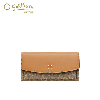 Goldlion g+ goldlion wallet women's long clutch 2025 new women's multifunctional retro niche design coin purse trendy yellow