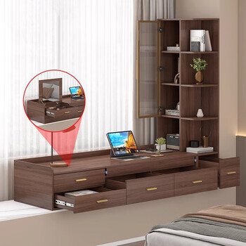 Solid wood bay window cabinet computer desk push-pull telescopic bay window desk cabinet bedroom balcony dressing table bookcase integrated style 1 2320*600*1700 (applicable to 450 height