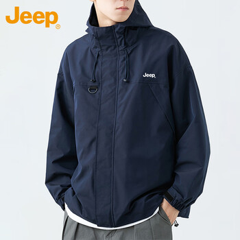 Jeep jeep jacket men's autumn and winter loose jackets trendy brand casual tops men's dark blue xl