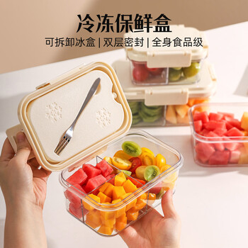 Kawashimaya fruit lunch box crisper portable outdoor primary school students picnic camping food grade take-out box two compartments/cold for 4 hours 450ml crisper