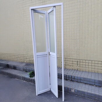 Folding door bathroom door aluminum alloy no bottom rail toilet door changhong glass sliding partition balcony bathroom customization white customization