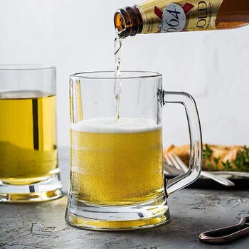 Guniu new thickened lead-free high borosilicate beer cup glass thick bottom large draft beer cup 500ml qingdao wheat cup light cup