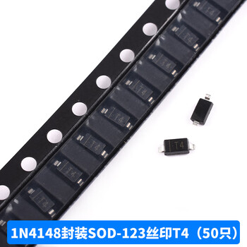 Switching diode 1n4148in/ll4148ws smd sod123/1206 silk screen t4 direct plug do35 tape 1n4148 package sod-123 silk screen t4 (50 pieces)