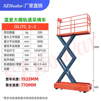 Linear rail elevator intelligent greenhouse automatic lifting livestock feeding vehicle 3m 4m farm picking vehicle gsjt0.2-3