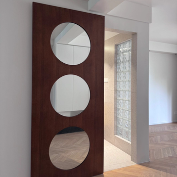 Medieval cream style mirror ghost door kitchen bathroom hole glass door trackless sliding door sliding door suspension door picture same style 2280