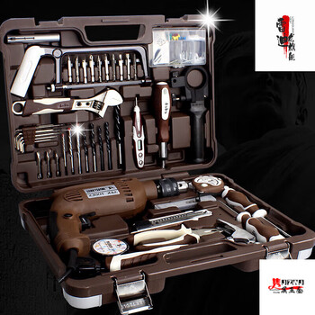 Yingtang hardware toolbox set home improvement repair electrician set multifunctional household manual combination belt version e082 corded electric drill