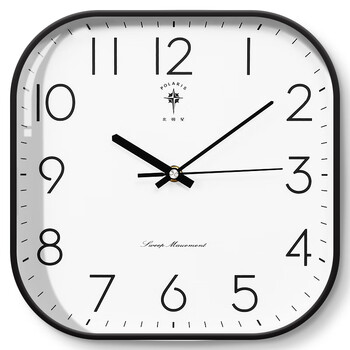 Polaris living room wall clock silent wall hanging home clock living room simple creative quartz clock square modern clock black (27*27 cm) upgraded ultra-quiet movement