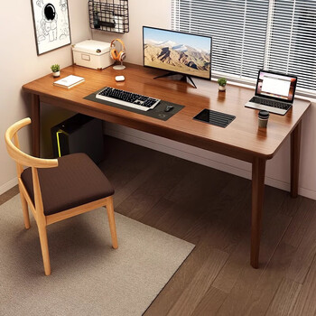 An luosen computer desk bedroom student home rectangular e-sports table learning and writing simple table office desk single table thick solid wood legs wilderness oak color 80cm