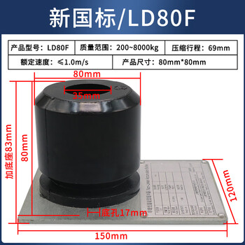 Yue changsheng green shield new inspection regulation elevator special buffer polyurethane ld80f new national standard buffer ld1 new national standard/ld80f (with base) with test report