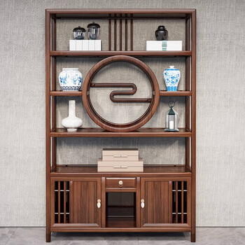 Yi lei new chinese style solid wood bogu rack duobao pavilion tea room display cabinet living room storage rack ornament rack tea rack duobao pavilion rising sun dongsheng middle cabinet 126/196/33