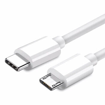 Gusrtypec to android charging data cable connector cable micro usb reverse power supply laptop computer connected to mobile phone typec to micro data cable white 0.3 meters