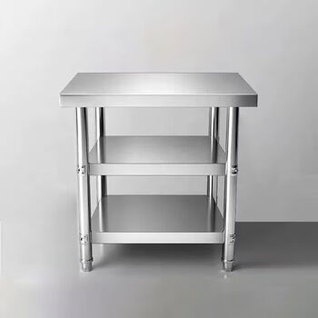 Stainless steel workbench custom-made rectangular square table frame kitchen chopping board commercial operating table restaurant load stainless steel thickened workbench length 40 width 40 height 80 three