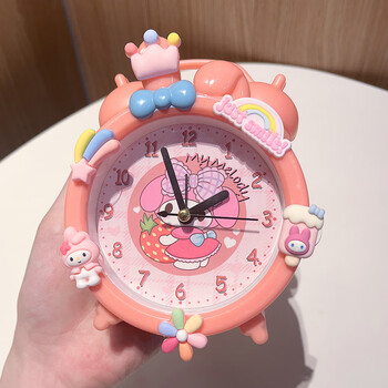 New cartoon children's alarm clock, creative and cute desktop clock, powerful wake-up artifact for students to wake up, personalized desk clock, pink melody alarm clock