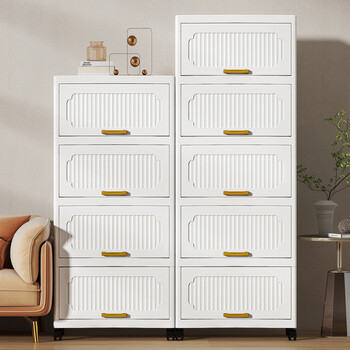 Vangels sideboard integrated wall storage cabinet kitchen multi-functional storage rack living room tea and wine cabinet floor-standing storage rack 40cm width丨pure white 3 layers