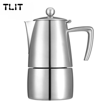 Tlit germany imported quality retro stainless steel coffee pot portable italian moka pot brushed for 2 people