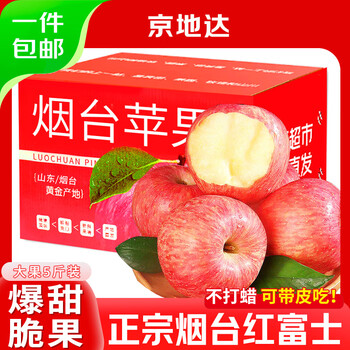Jingdida yantai apple fruit red fuji apple net weight 5 jin single fruit 80mm + seasonal fruit direct shipping from the source