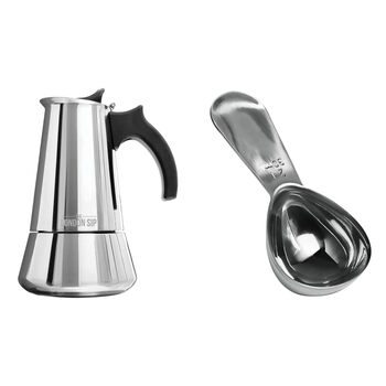 The london sipsip stainless steel stovetop espresso maker moka pot and coffee spoon set
