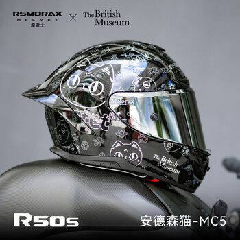 Morex r50spro motorcycle helmet for men, full-face motorcycle helmet for women, suitable for all seasons, r50s spring, anderson's cat silver, free colored lenses + hood + anti-fog stickers l (57-58)