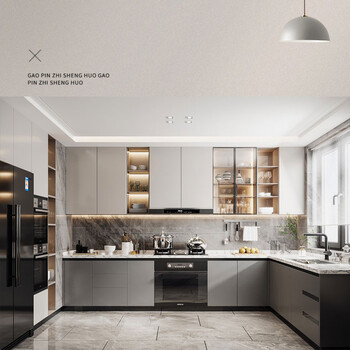 Quwudou customized hangzhou integrated kitchen cabinets customized cabinets home whole house l-shaped u-shaped quartz stone slab modern simple base cabinet millennium boat multi-layer cabinet + european pine door