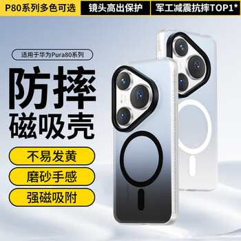 90% new timleitions gradient matte anti-fall magnetic case, heightened lens frame, universal for pura80pro and pro+, gradient black