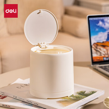 Deli desktop car trash can storage box home cleaning desk coffee table bedside small trash can press