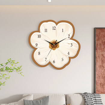 Dilan cream style wall clock living room home silent clock creative simple modern entrance restaurant wall-hung no-punch clock flower medium size 30*28