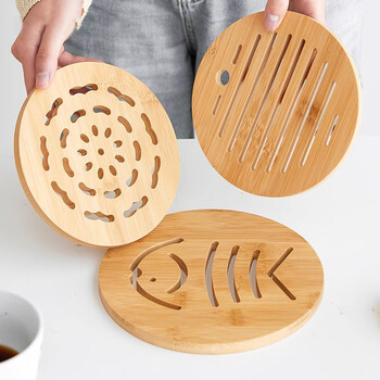 Pinyu insulation mat for dining table, high temperature resistant and anti-scalding mat, bamboo thickened household bowl mat, high temperature resistant plate, casserole mat and coaster