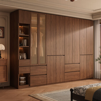 Xucai all solid wood wardrobe bedroom home modern simple 2025 new handle-free rental house children's customized wardrobe 140 main cabinets