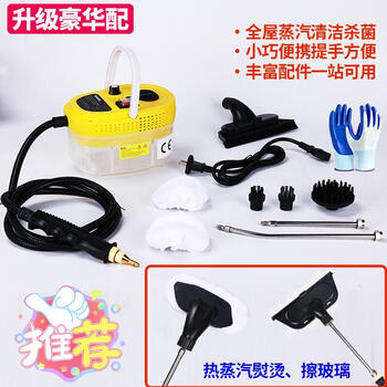 Longshidun high temperature and high pressure steam cleaner household air conditioning kitchen range hood cleaning machine car washing machine commercial disinfection tool luxury yellow whole house steam cleaning + glass scraper set