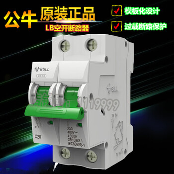 Bull air switch air switch 2p100a bipolar household air switch short circuit switch overload protector circuit breaker 2p 20a