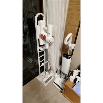 Universal vacuum cleaner storage shelf bracket punch-free fixed rack steam mop storage rack hanging rack placement rack weighted and thickened universal style white