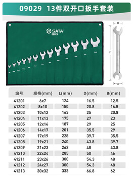 Shida wrench set plum blossom open wrench dull ratchet plate set fork wrench complete set 13-piece set extended double open wrench-09029