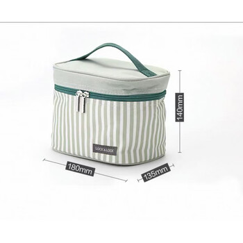 Lock & lock lock & lock () insulated bag portable aluminum foil thickened waterproof refrigerated portable lunch box bag green striped square bag slightly dirty