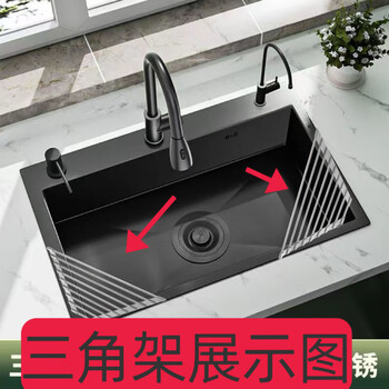 Quhe stable non-slip stainless steel sink triangular drain rack household drain basket foldable storage multi-functional storage d gray new triangular drain rack easy to store/can
