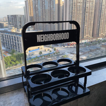 Pick up cat nbhd beer frame plastic ling portable beer basket bar folding beer basket handle portable beer rack black wine rack six bottles