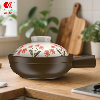 Kangshu jie jie clay pot cantonese style claypot rice special pot commercial gas stove open fire can be used in a small casserole without cracking dandelion style jie jie clay pot suitable for 1-2 people 900ml