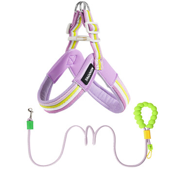 Oein dog leash chest baby bag vest style small and medium-sized dog walking leash teddy shiba inu breathable contrasting color dog chain purple + 1.8m round rope s size recommended 6-12 catties
