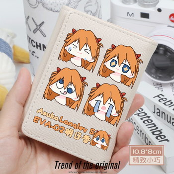 Eva anime peripheral wallet card bag for women small and short japanese style two-dimensional cute cartoon asuka ayanami rei off-white w asuka 4 expressions