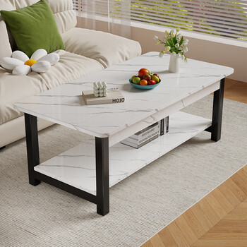 Popular in the world tempered glass coffee table living room home tea table 2025 new high-end tea table light luxury balcony small coffee table six-way support white texture color 100cm