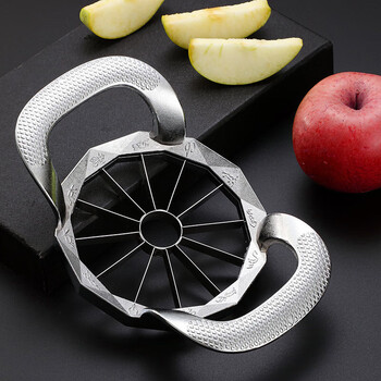 Kezitu 304 stainless steel apple cutting tool, fruit cutting tool, large fruit splitting tool, fruit splitting, slicing, cutting and corer, silver 12 pieces, free 5 fruit forks