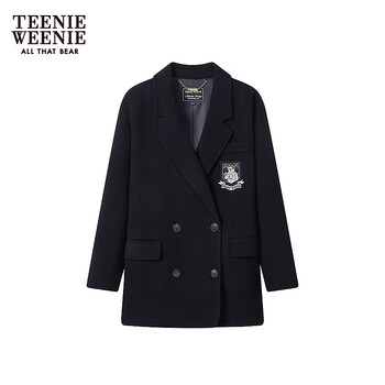 Teenie weenie bear women's woolen jacket 2025 autumn new simple fashion suit collar coat