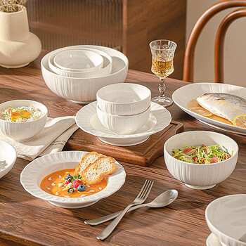 Lowe pure white porcelain bowl household 2025 new rice bowl personal special underglaze color ceramic tableware set