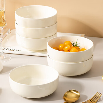 Shang xingzhi is underglaze color tableware, cream-style ceramic rice bowl, dish dish, noodle bowl, soup bowl, modern simple solid color household bowl, 6-inch noodle bowl, beige 1 piece