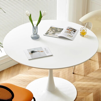 Yupin round dining table small table restaurant balcony coffee simple office negotiation table cj183 white 80