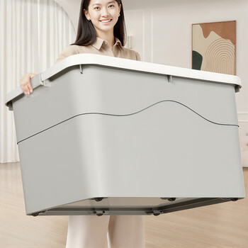 Spacexpert clothes storage box car plastic organizing box with wheels external volume 210l 80*58*46cm gray 1 pack