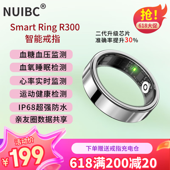 Nuibc non-invasive blood sugar smart ring ring measures blood pressure, heart rate, sleep and blood oxygen health monitoring, black technology ring, remote control, photo taking, exercise and pedometer, universal for all mobile phones, silver size 12 (21.5) 150 pounds and above