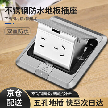 Tianshili copper surface waterproof floor socket slow elastic damping hidden marble floor socket stainless steel silver five-hole floor socket