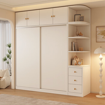 Shengchun free installation wardrobe bedroom sliding door simple storage storage practical large wardrobe 160*200*50 main cabinet + side cabinet
