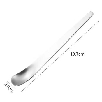Qinkai 304 stainless steel flat-headed spoon, household dessert spoon, dumpling spoon, stuffing spoon, long-handled scooping spoon, ice cream cake spoon, 1-pack, silver, multi-functional flat-headed spoon
