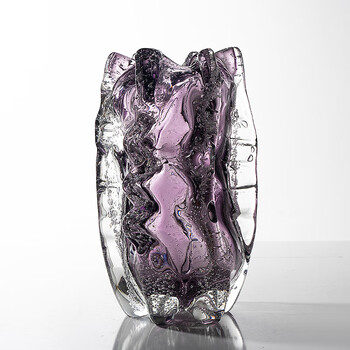 Baifan light luxury high-end purple glazed vase ornaments living room table flower arrangement water-raised flowers glass vase decoration purple art vase - large size 28cm